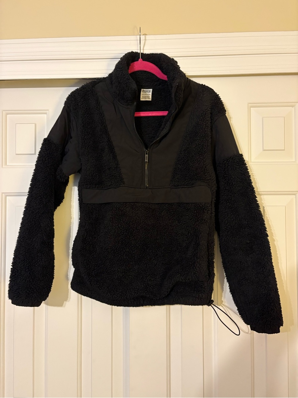 Victoria Secret Black Plush Quarter-Zip Fleece Jacket